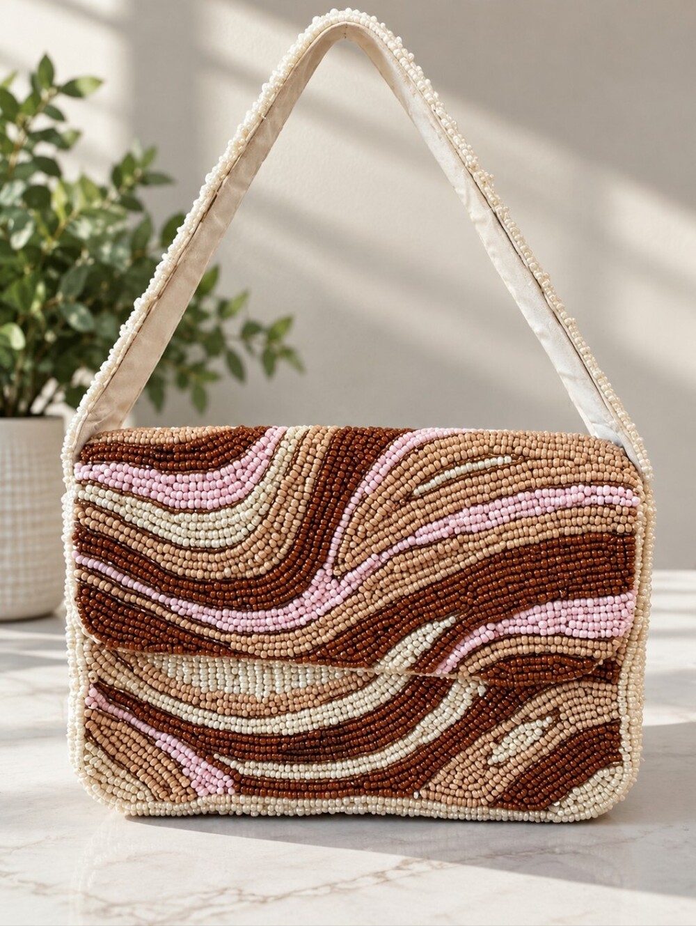Studio 12 Swirl Pattern Beaded Shoulder Bag – New Without Tags